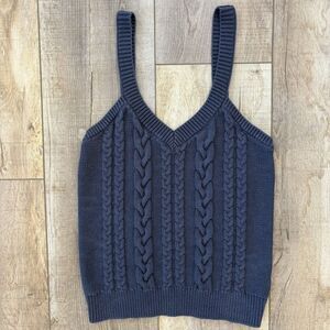 Evereve Women Tank Top Cable Knit Chunky Size L Preppy Minimal Capsule Soft Girl